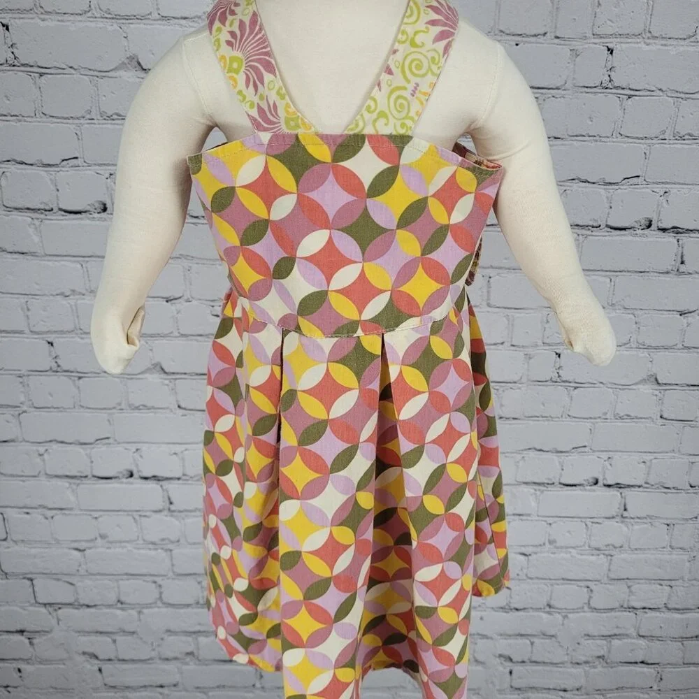Ava Loves Olli Multicolor Print Adjustable Crossback Tie USA Made Dress Size 4T